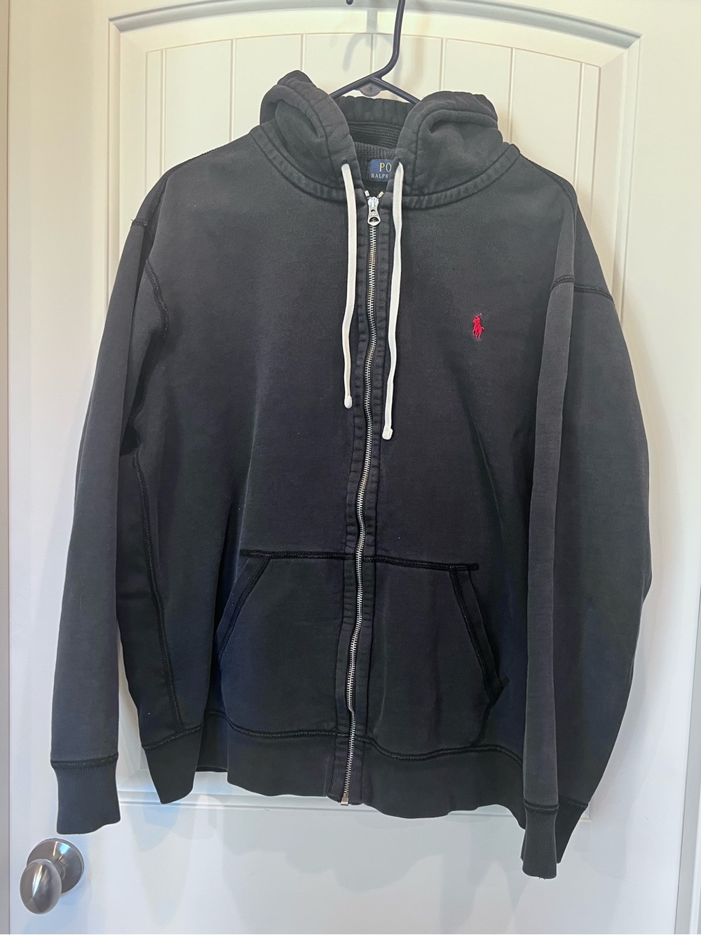 Polo Ralph Lauren ribbed side panels waffle knit-lined hood zip up hoodie XXL